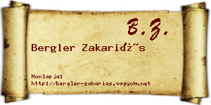 Bergler Zakariás névjegykártya